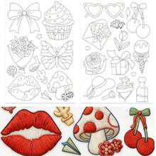 Pre-Printed Cute Embroidery Patterns Water-Soluble Self-Adhesive Stabilizer Transfer Stickers For Clothing - A - View 6