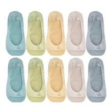 1/5/10双装女士夏季隐形船袜，无缝低帮袜，网眼透气硅胶防滑内衬袜 - 彩色 - 查看 11