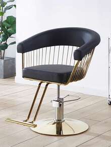 Sillon Para Peluqueria Barberia Negro Dorado - Dorado - Ver 5