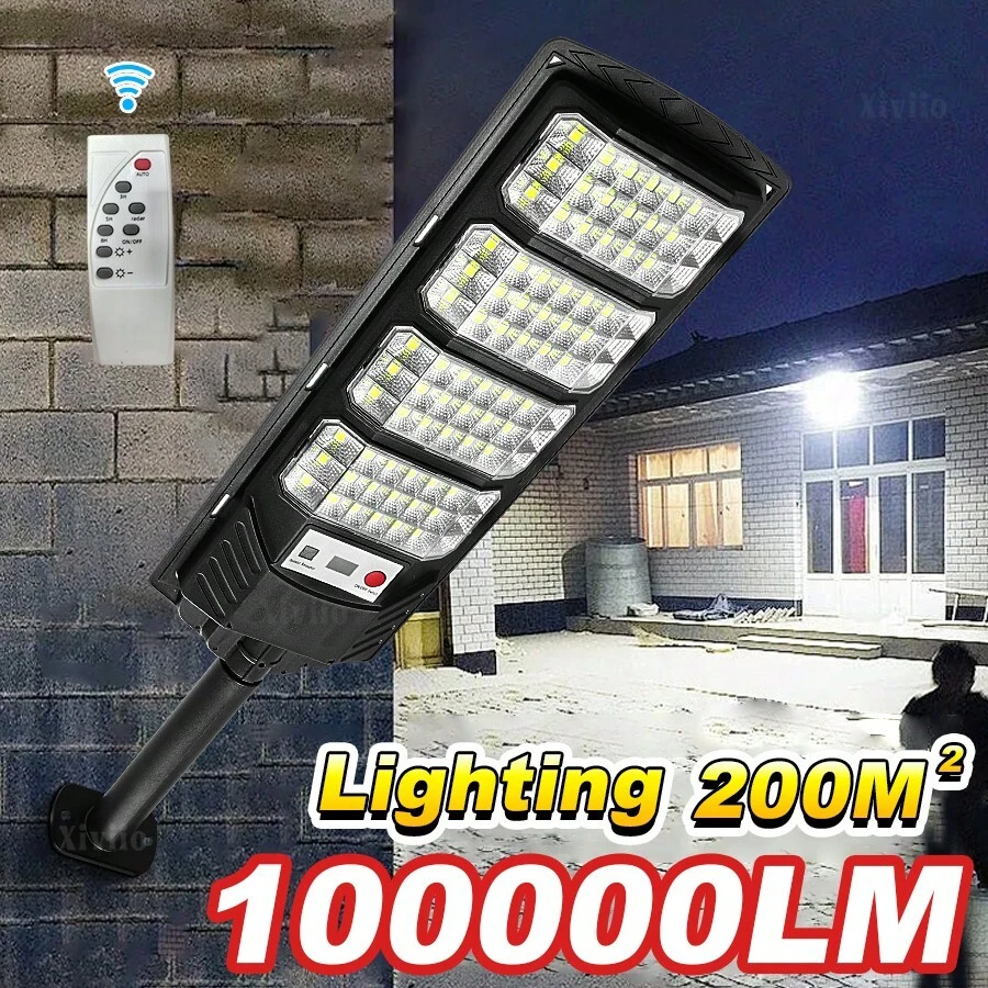 2025 100,000流明超亮太阳能LED灯，500W/300W/200W户外太阳能壁灯，带运动传感器，太阳能花园灯