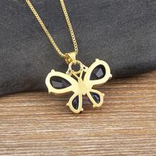 Classic Romantic Butterfly Crystal Zirconia Pendant Necklace 7 Colors For Women Girls Fashion Cute Aesthetic Clavicle Chain Jewelry - Pendant Necklace - View 3