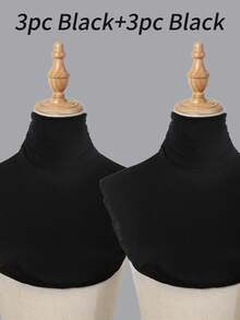 1pc/2pcs Women Elegant Solid Color Pleated Detachable Collar, Comfortable Skin-Friendly Turtleneck Dickey Shirt Collar, Minimalist Undershirt, Suitable For Daily Wear - 2-piece Elastic Collar - View 33