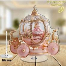2D Decoración giratoria de acrílico con carroza y muñeca de cuento de hadas rosa y dorado, agrega encanto a las celebraciones, decoración interior/exterior, hogar, oficina, relajación, ballet, oficina, romántico, detalles intrincados, Día de los Abuelos, Aniversario, Fiesta, Año Nuevo, Boda, Día de San Valentín - A - Ver 5
