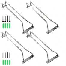 4 Pcs Wine Glass Rack Set 10.6 In Under Cabinet Stemware Rack With Inverted Design Space-Saving Hanging Wine Glass Holder Sturdy Iron Frame Ideal For Kitchen Bar - As Pic - View 1