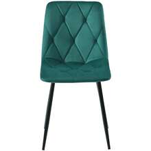 Dining Table And Chair Set (5 Pieces Total), Round Marble Dining Table. Gold Metal Table Legs + 4 Optional Multicoloured Velvet Chairs. - Green - View 7