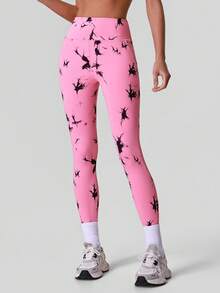 Sodalemon Leggings tie dye pour femmes à taille haute, pantalon de yoga, leggings de sport pour la gym avec poches latérales, collants de sport - Rose bonbon - Voir 6