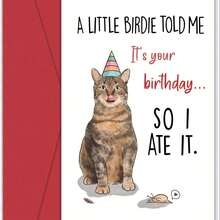 1pc Happy Birthday Greeting Card With Unique Cat Design, Suitable For Any Recipient, Paper Card With Envelope, Fits Ages 0-100 - Single Piece - View 1