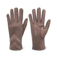 Womens Spandex Touchscreen Cold Weather Gloves With Warm Fleece Lining And  Details - DeepTaupe - View 6