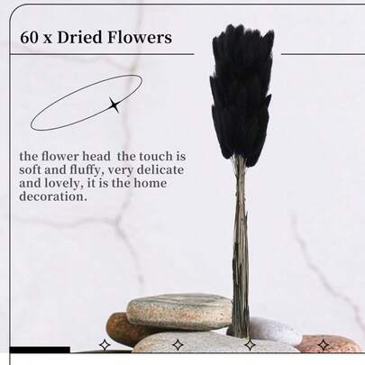 60/120/180/240Pcs Dried Natural Flowers Decoration, Natural Dried Rabbit Tail Grass Flowers, Dried Pampas Grass, Used For Home Decor, Wedding Decor, Party Decor, DIY Craft, Shooting Props, Theme Decoration, 16.9inch