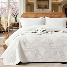 3 Pcs Bed Comforter Set,Queen Comforter Set,Edredones Para Cama Queen Size Quilt Bedding Set,Khaki Breathable Microfiber Quilt,Modern Geometric 3-Piece Set(1 Quilt+2 Pillow Shams) Queen/Full 90''X96'' Soft Skin-Friendly Lightweight Warm Fluffy Cozy All-Season Holiday Bedding For Bedroom Home Living Room Dorm Decor - White - View 2