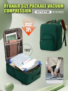 Airplane- Carry-On Backpack With Vacuum Compression System & Pump - Expandable Cabin Bag For Ryanair/, 40x30x20 Tui Design, Heavy-Duty Laptop Computer Bag (39.62cm), Multi-Compartment Travel Backpack - With Vacuum Compression Device - View 6