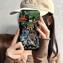 Funda para teléfono del equipo Rat Fink Racing, compatible con Samsung,  17,  16 Pro Max,  15 Pro Max,  13 y  12. Fabricada en TPU, elegante y de primera calidad, es impermeable, resistente a golpes y arañazos. Un regalo perfecto para familiares, amigos, seres queridos, novios/novias y aniversarios. - Negro - Ver 3