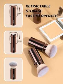 MAANGE 1支/2支装专业伸缩铝制化妆刷，适用于腮红、粉底、遮瑕膏，刷毛柔软，亲肤温和，方便旅行携带，是送给女性和女孩的理想礼物，也可作为赠品。 - 咖啡棕 - 查看 11