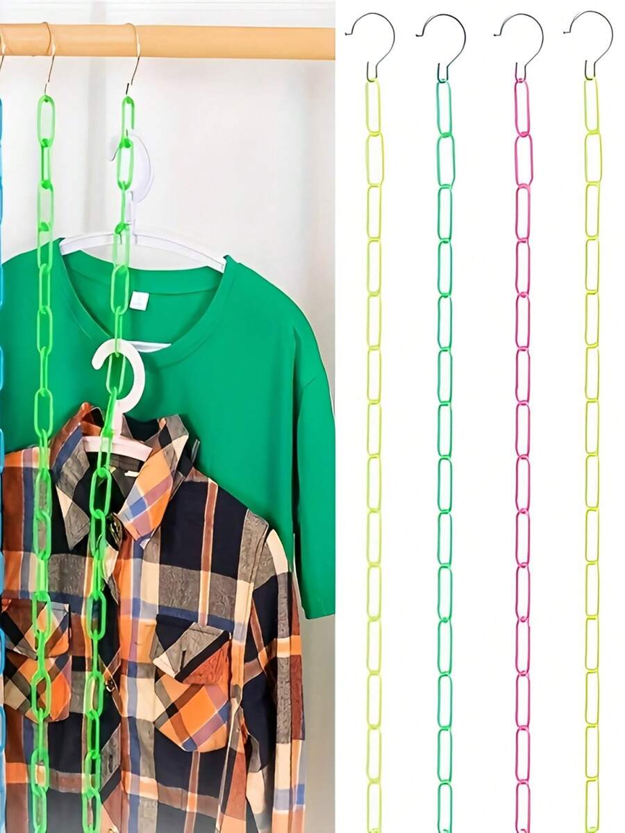 Dây nối móc treo quần áo, dây xích nhựa, móc treo quần áo dạng xích, dây treo đồ, đạo cụ trưng bày, giá treo quần áo bằng nhựa có thể thu gọn và gấp gọn, giá treo quần áo bền chắc dùng trong nhà và ngoài trời, tiết kiệm không gian, phù hợp cho mùa tựu trường, trường học, đồ dùng cần thiết cho năm học mới, các chuyến công tác, du lịch, v.v. - Nhiều màu - Xem 1
