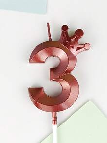 1件 0-9 紅色皇冠造型數字生日蠟燭，生日蛋糕裝飾，生日派對裝飾，3D皇冠設計數字蠟燭，適用於生日、週年紀念、性別揭曉派對、單身女派對、畢業典禮 - 紅色 - 查看 11