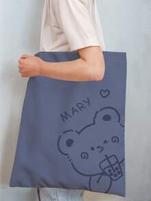 1pc Children's Customizable Name/Text Cartoon Animal Print Casual Tote Bag, Shoulder Bag, Shopping Bag, Reusable Fashion Backpack, Multi-Functional Shoulder Bag Shopping Bag - Multicolor - View 8