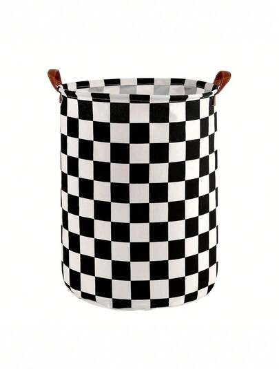 Casual Style Laundry Basket With Handles, Collapsible Round Storage Hamper For Clothes, Classic Checkered Folding Fabric Basket, Shoes, Toys, Sundries, Books, Fits Various Room Types, Racing Flag Pattern Organizer College Organization Storage Bag Organizer Storage Bins Wash Bag Laundry Bag Washing Machine Bag For Laundry Bathroom Travel For Dirty And Clean Clothes Bras Bag For School School Accessories School Stuff