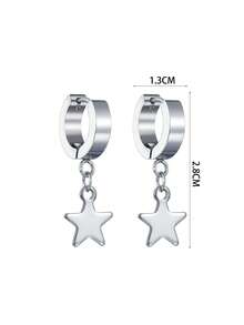 1 Pair Minimalist Stainless Steel Star Earrings, Everyday Jewelry - Star - View 6