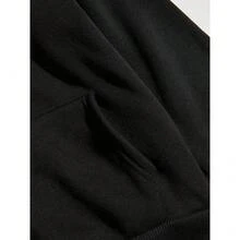 Men'S Print Long Sleeve Hoodie With Drawstring, Polyester 100% Knit Fabric, Slight Stretch, Loose Fit, Sports Style, 185g/M² Weight, Firepower Graphic Design - 黑色 - 查看 4