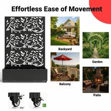 Biombo-Jardinera para Exterior, 3 Paneles | Pantalla de Privacidad con Macetas y Celosía Incluida | Fácil Montaje, para Plantas, Enredaderas y Huerto Urbano - Negro - Ver 5