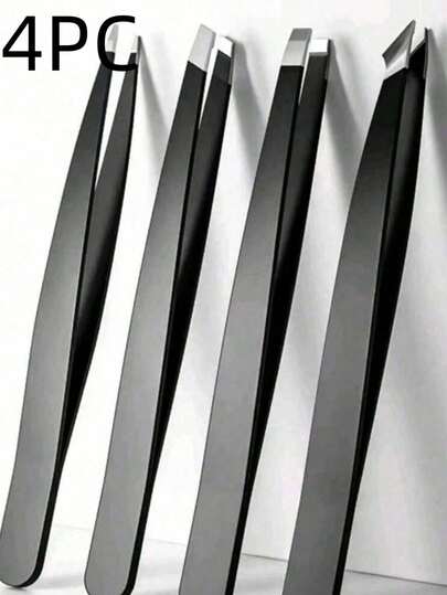 4 Pcs Professional Eyebrow Tweezers Set Stainless Steel Slant Tip Tweezers For Precise Hair Removal Facial Tweezers For Women Girls Hypoallergenic Easy Grip Beauty Tools Gift For Christmas Valentine Thanksgiving