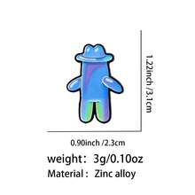 蓝色泡泡人珐琅徽章卡通牛仔帽人物胸针翻领别针徽章背包服装配饰珠宝礼品 - 藍色 - 查看 12