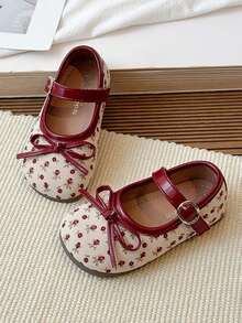 1 Pair Girls Cute Princess Flat Loafers, Anti-Kick Breathable Soft Sole Non-Slip Versatile Children's Mary Jane Shoes, Simple Fashion Infant Toddler Walking Shoes, Easy On/Off, Suitable For Indoor/Outdoor Play, Spring/Summer/Autumn - Red - View 4