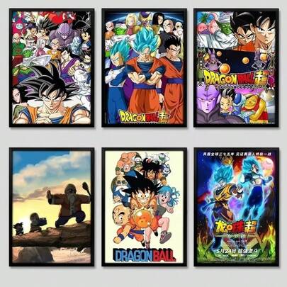 1 件墙饰，超级赛亚人和全家福海报，动漫主题装饰画，适用于客厅和卧室，无框。