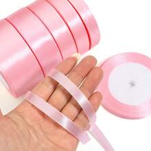 25 Yards/Roll Light Pink Satin Ribbon, Solid Shiny Fabric, Suitable For DIY Wedding Invitations, Bridal Bouquets, Gift Wrapping, Party Decorations, Sewing Crafts, Bridal Bouquet Accessories, Wedding Decorations - Baby Pink - View 3