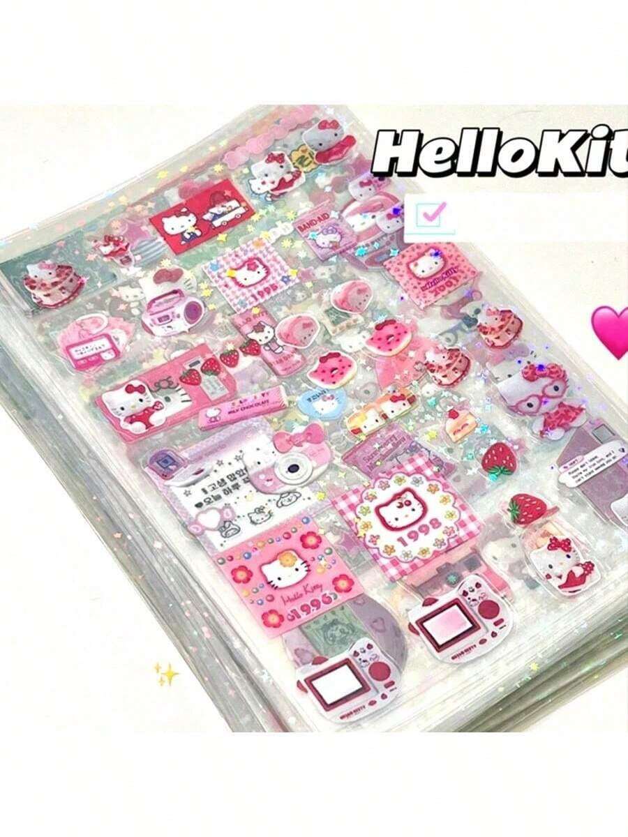 10张随机可爱猫咪图案贴纸，高品质卡通日式手账贴纸，适用于剪贴簿和覆膜工艺 - 彩色 - 查看 1