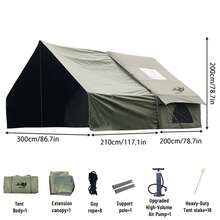 Hot Tent Inflatable Camping Tent Easy Setup 4 Season Glamping Tent With High Performance Inflatable Structure 4-6 Persons Waterproof Windproof Outdoor Self-Supporting Blow Up Tent Air Tent Portable House Hiking Fishing Tailgating - Yellow - View 18