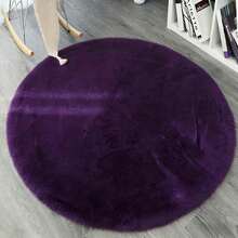 1pc Purple Plush Round Decorative Carpet, Ins Style Floor Mat, Comfortable Skin-Friendly Bedside Rug, Party Decor, Winter Theme, Home Decor, Bedroom Decor, Small Rug, Carpet, Home Decor, Living Room Carpet - Purple - View 1