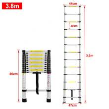 Aluminum Telescopic Ladder, Folding Ladder, Double Ladder, Sliding Ladder, Multi-Purpose Ladder, Ladder, Single Ladder, Aluminum Ladder - 3,8m - View 2