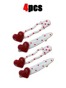 8/4/2pcs Polka Dot & Heart Shaped Hair Clips, Cute 3D Heart Hair Clips, Minimalist Side Bangs Hair Clips, Hollow Design, Women Hair Accessories, Claw Clips, Hair Barrettes - Multicolor - View 6