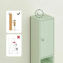 SoBuy Meuble Salle de Bain Colonne Salle de Bain 180cm Armoire de Rangement étroite 20x20cm avec étagères Réglables et Tiroir - Colonne Gain de Place pour WC, Lavabo, Buanderie BZR34-II-GR - Vert - Voir 5