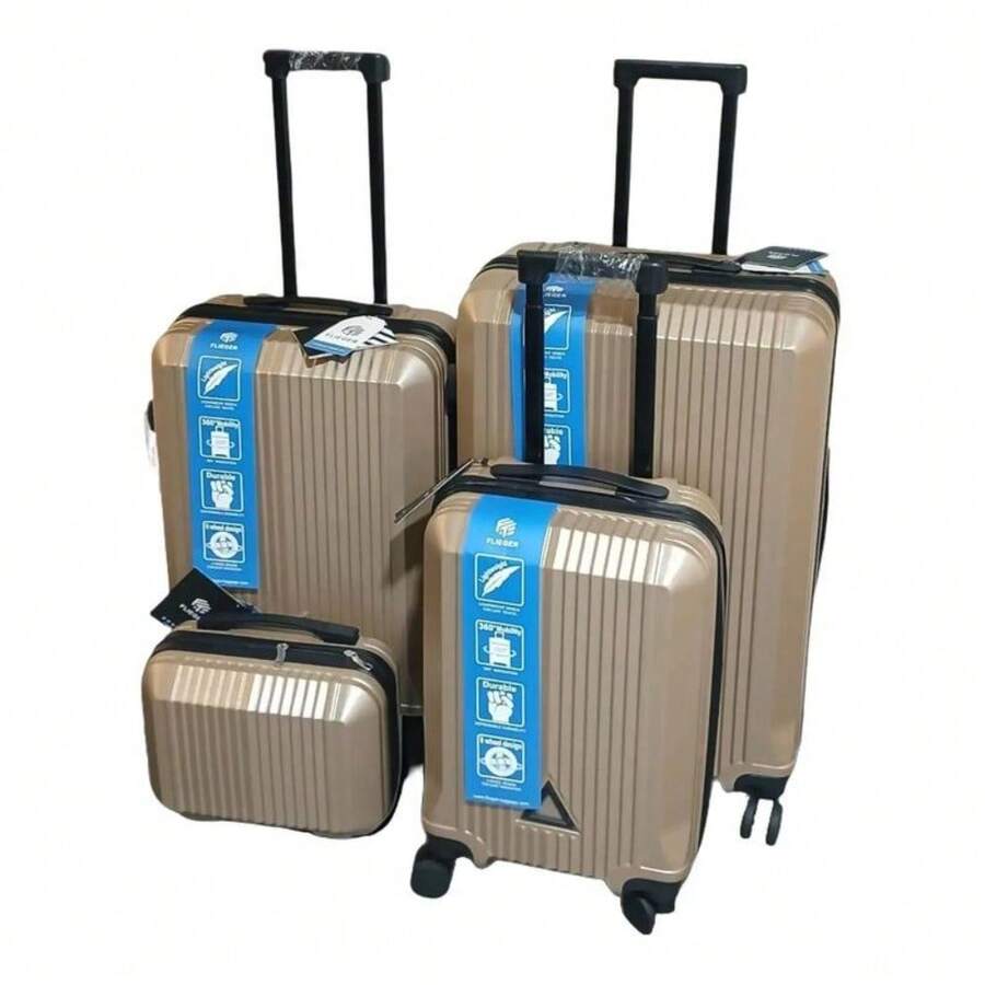 Lightweight 4Pcs Trolley Set PP ABS Hard Shell TSA Lock 8 Spinner Wheels - Gold - View 1