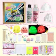 Glow In The Dark Transparently Squishy Gel Making Kit, DIY Jewelry Making Filling Materials, Soft Silicone Hamsters Making Kit, Include 2 Hamsters Silicone Mold, Flocking, Pigment, Tool, 1:1 AB Ratio Mix By Volume, Ideal DIY Gif(Doesn't Stick To The Surface) - A - View 8