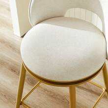 Tabouret de bar pivotant en chenille : Chaise de bar moderne avec rotation à 360°, structure en métal doré, revêtement confortable pour la cuisine, le bar et le salon. - Beige - Voir 4