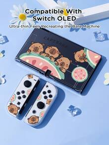Ayotu 郁金香、幽灵、星星和水豚主题Switch保护壳，兼容新款Switch2(2025)/Switch NS/Switch OLED，无需取下保护壳即可安装到底座上，通用游戏手柄保护套，Switch游戏配件，防摔、防刮，秋冬浪漫/返校礼物/圣诞礼物/情人节礼物 - 彩色 - 查看 20