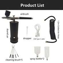 Portable Rechargeable Airbrush Kit, Multi-Purpose Airbrush Set For Makeup, Nail Art, Model Painting & Cake Decorating - Black - View 4