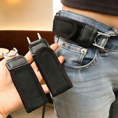 4 件装男女通用户外休闲弹力懒人腰带，便携轻巧，带金属配件和魔术贴，包边结实耐用，适合日常旅行、徒步、运动、露营、休闲穿着等场合。