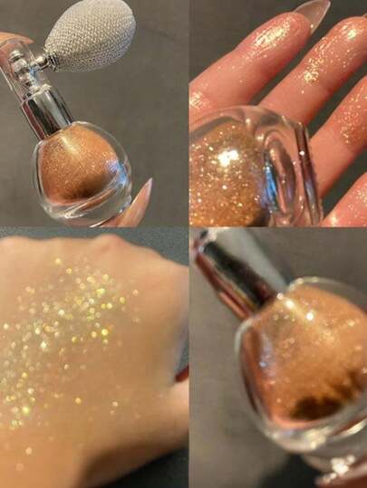 Glitter Highlight Powder Repackaging Empty Bottle, Bride Body Glitter Shiny Pearl Hair Clavicle Neck Broken Diamond Spray Glitter Highlight Bright Burst, Airbag Spray, Suitable For Body, Face, Hair, Arm Makeup, Carnival/Maldi Gala/Masquerade Suitable For Facial Contour Brightening, Exquisite Nozzle Design, Light Concealer Effect,Container,Bathroom,Travel