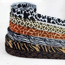 1.6厘米宽动物纹罗缎丝带，豹纹和斑马纹礼品盒包装丝带，5码长 - 彩色 - 查看 12