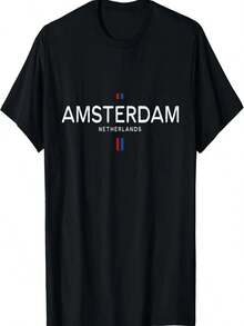 Amsterdam Netherlands Retro Vintage T-Shirt - Đen10 - Xem 1