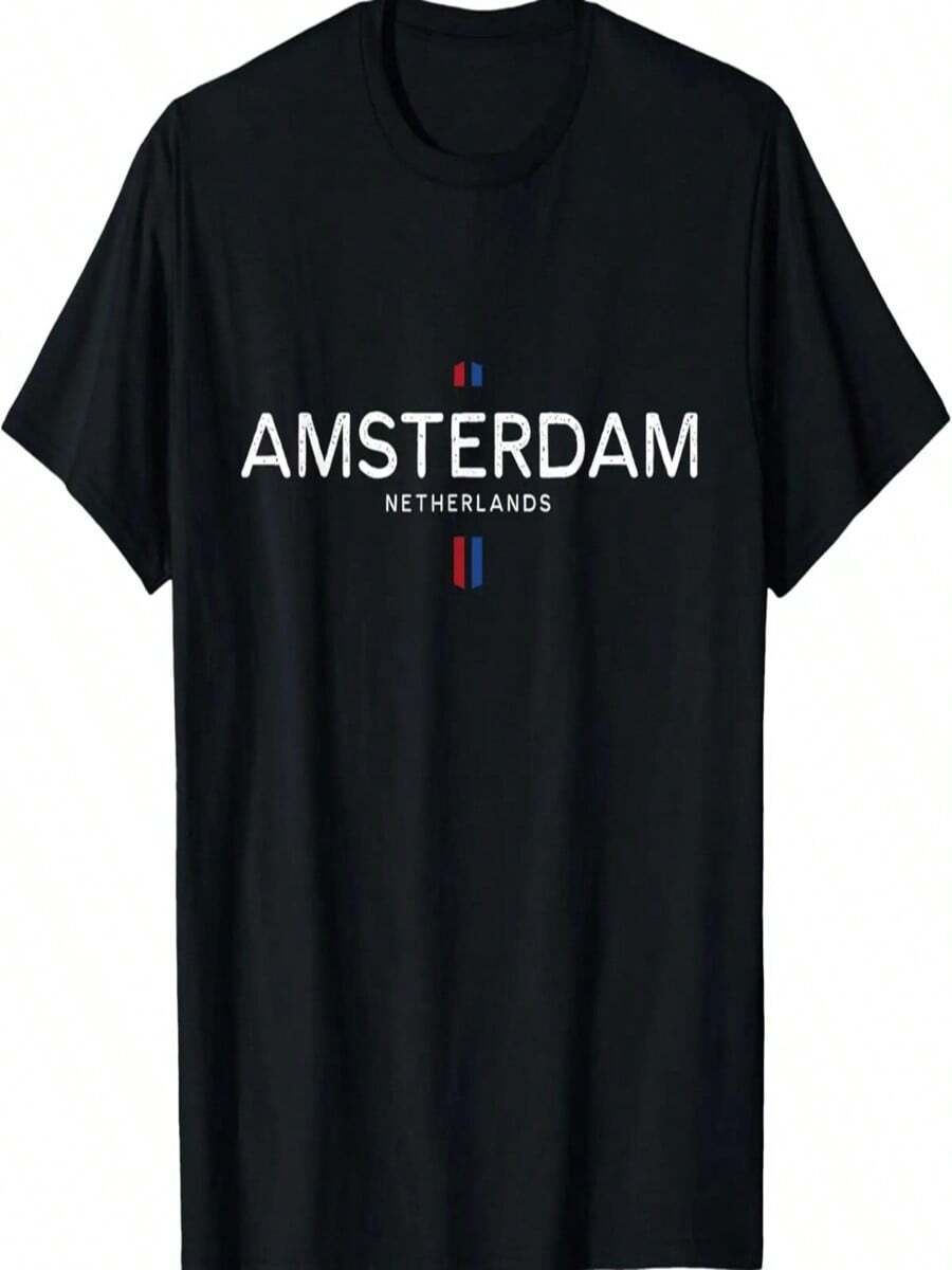 Amsterdam Netherlands Retro Vintage T-Shirt - Đen10 - Xem 1