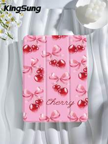 Kingsung Pink Cherry Blossom Tablet Protective Case, Suitable For 9.7/10.2/10.5/10.9/12.9 Inch Pro, 10th Gen , Galaxy Tab S6 Lite 10.4 Inch, Kindle Paperwhite 12th Gen 2024, Kindle (11th Generation) 2022, Kobo Clara Color. Soft Shock-Proof, Smart Stand/Auto Wake/Sleep - Multicolor - View 2