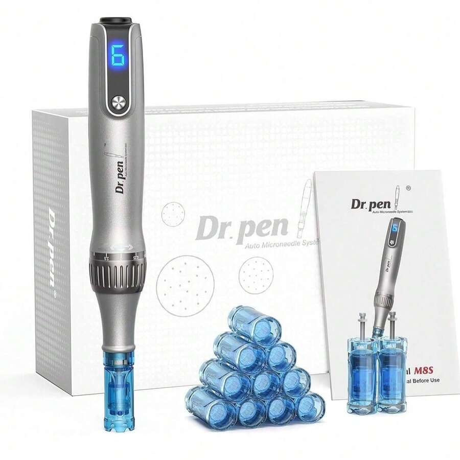 Dr.Pen M8S Wireless Microneedling Beauty Pen, Suitable For Face And Body, With Digital Display/Needles/Storage Case, Unisex, Microneedle Derma Roller, USB Rechargeable, Skincare Tool Set, Essential For Home, Creates Hydrated And Radiant Skin