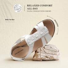 Women's Arch Support Sandals Comfortable Thong T-Strap Orthotic Casual Beach Walking Summer Flat Sandals - 白色 - 查看 6