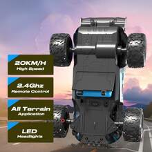 High Speed 1:20 Scale Fast RC Car, 20 KM/H, 2.4Ghz Remote Control, Off-Road Racing Vehicle With LED Lights, 2 Speed Modes, Hobby Grade All Terrain Trucks For Adults And Boys - Màu xanh lam - Xem 3