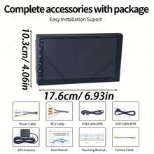 Radio para coche Android 14 de 2DIN de 7 pulgadas, 2+64G, compatible con CarPlay inalámbrico y Android Auto, radio FM, control de volante, sistema de audio multilingüe - 2+64G+CarPlay+Cámara - Ver 2